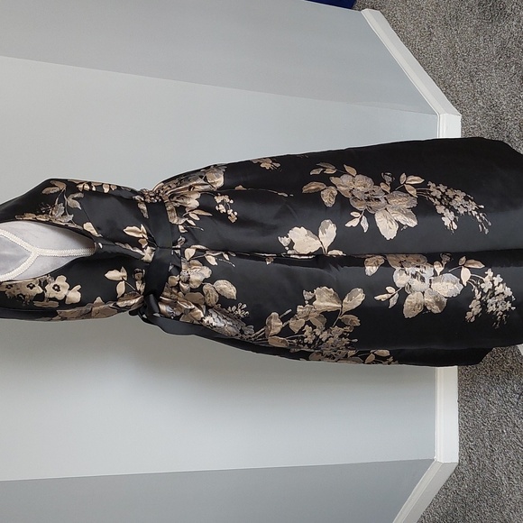 NWOT Donna Ricco black and silver floral brocade midi dress, size 16 - Picture 2 of 12